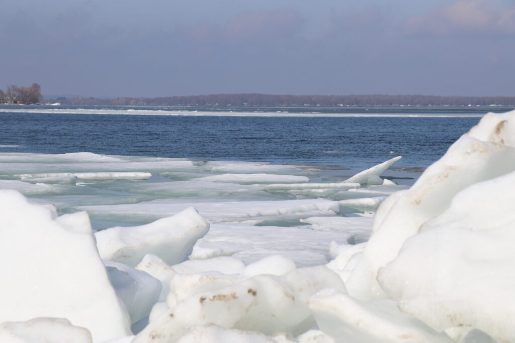 Ice pile up on Lake Simcoe